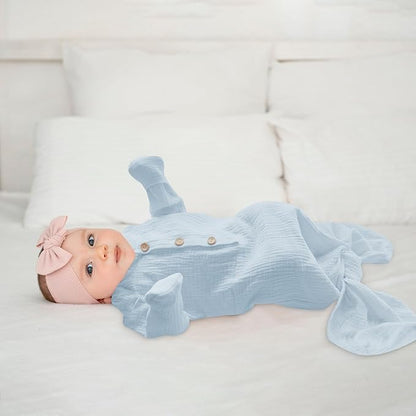 Muslin Organic Cotton Knotted Baby Gown - Soft and Stylish Sleepwear for baby outfits Newborns 0-3 months 2PACK
