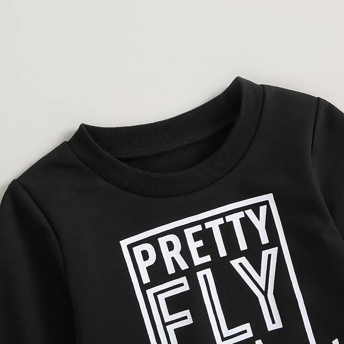 Murnouche Toddler Baby Boy Fall Winter Outfits Letter Crewneck Sweatshirt Casual Pants 2Pcs Clothes Set