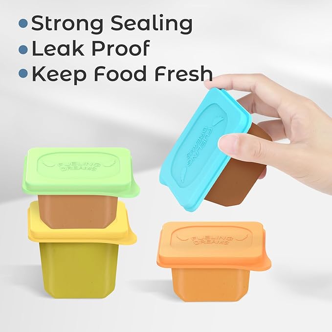 Baby Food Lids Compatible with Gerber Food Containers, BPA Free Silicone Baby Food Containers Lids for Baby Food Storage, Reusable and Dishwasher Safe - 4 Pack (Container not Included)