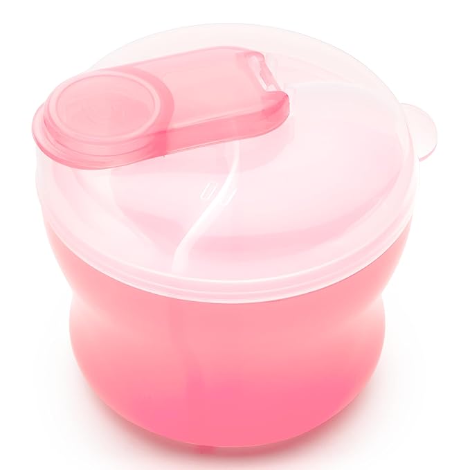 Munchkin Formula Dispenser for Baby Bottle Feeding On The Go, Easy-Pour Spout for Powdered Formula & Cereal, 3 Compartments, 9 Ounce, Pink
