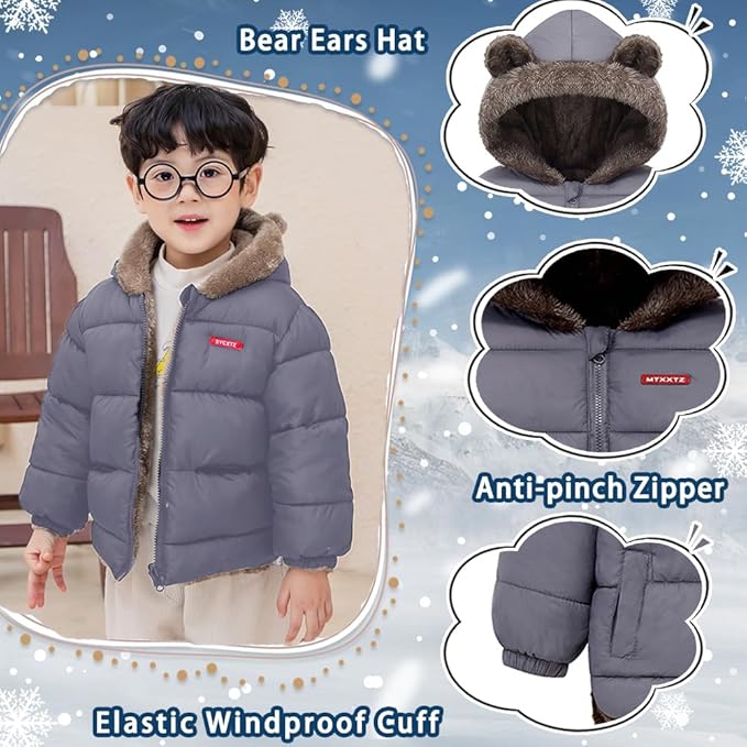 Fairy Baby Infant Baby Winter Coat Cute Teddy Bear Hooded Jacket Warm Fleece Outerwear Windproof Toddler Boys Girl 6M-4T