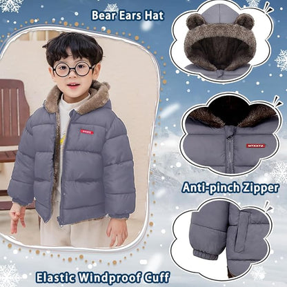 Fairy Baby Infant Baby Winter Coat Cute Teddy Bear Hooded Jacket Warm Fleece Outerwear Windproof Toddler Boys Girl 6M-4T