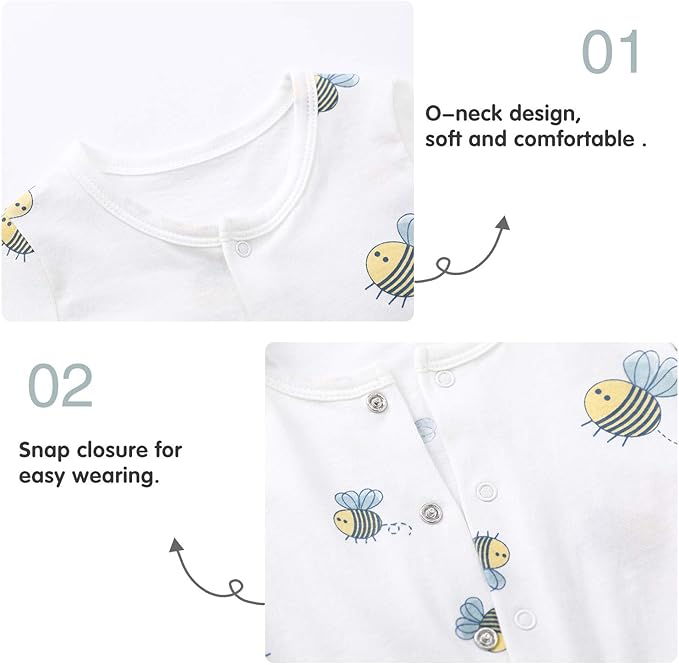 pureborn Baby Romper Bodysuits 2-Pack Unisex Soft Cotton One-Piece Outfit for Infant Boys Girls 0-24 Months