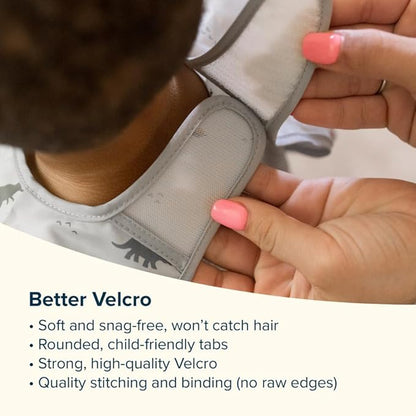 Tiny Twinkle Long Sleeve Bib for Babies & Toddlers | 2-Pack Waterproof Smock Bib for Eating | Machine Washable & Mess-Proof Feeding Essentials | Newborn Shower Gift (Periwinkle Putty,2-4Y)