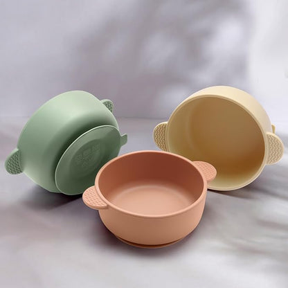 3 Pack Baby Bowls, Suction Bowls for Baby and Toddlers, BPA Free Food Grade Silicone Bowl Feeding Supplies, Dishwasher and Microwave Safe, Multicolor