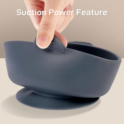 Silicone Baby Feeding Set, 3 Pack Baby Bowls with Suction and 3 Pack Baby Spoons for Babies Toddlers Kids, BPA Free, Baby Utensils Feeding Supplies, Microwave and Dishwasher Safe