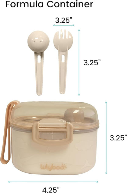 Lulyboo Baby Formula Milk Powder Container - Travel-Friendly, Airtight Storage with Scoop & Spork, Compact BPA-Free, Easy-to-Clean Portable Baby Feeding Accessories (Clay)