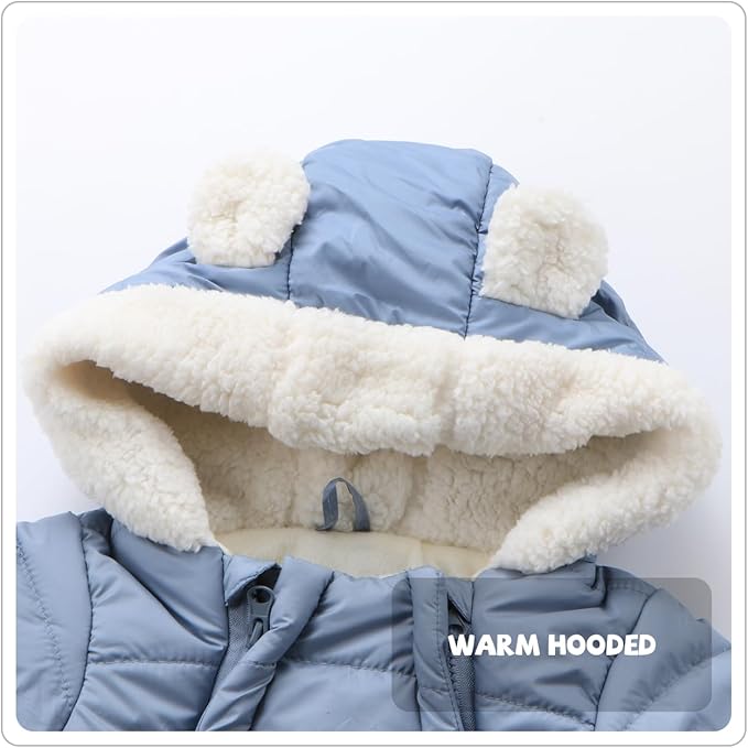 Baby Boy Winter Fleece Snowsuit Jacket Toddler Girl Jumpsuit Warm Snow Suit Coat