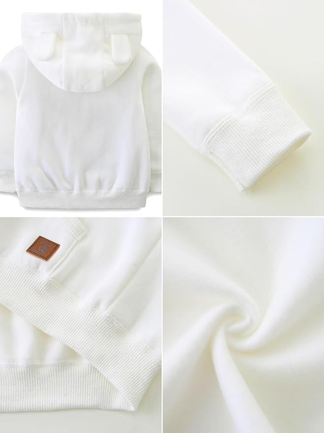 Baby Boy Girl Clothes Zip-Up Hoodies with Sherpa Lining Spring Fall Outerwear Coat