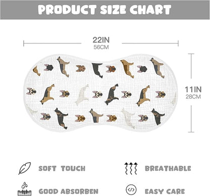 vvfelixl Muslin Burp Cloths Cute German Shepherd Dog Baby Washcloths for Baby Girl Boys 2 Pack