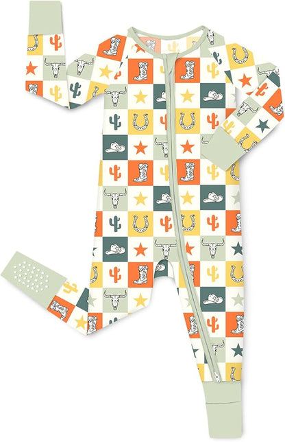 Bamboo Viscose Baby Convertible Footie Pajama, Zipper Pajamas for Baby Boys & Girls, Sleep & Play Footed Pjs