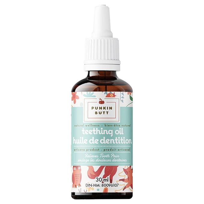 Punkin Butt Teething Oil for Babies, Herbal Plant-Based Formula Infused with Chamomile, Clove & Peppermint & Enhanced with Natural Homeopathics - Chamomilla, Phytolacca & Rheum, 1oz Bottle