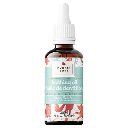 Punkin Butt Teething Oil for Babies, Herbal Plant-Based Formula Infused with Chamomile, Clove & Peppermint & Enhanced with Natural Homeopathics - Chamomilla, Phytolacca & Rheum, 1oz Bottle
