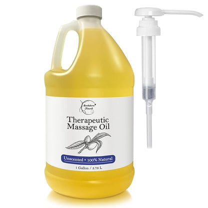 Unscented Massage Oil for Massage Therapy | 100% Natural Body Oil | Premium Quality for Spa & Professional Use | Soothing, Therapeutic & Hydrating Formula | 1 Gallon by Brookethorne Naturals