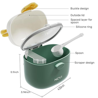 NCVI Baby Formula Dispenser On The Go, Formula Container To Go, Formula Holder for Travel, Outdoor Picnic with Baby Infant, Portable Container for Milk Powder, Snacks, Candy, Fruits (Green)
