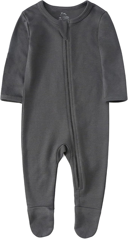 O2 BABY Baby Boys Girls Organic Cotton Zip-Front Sleeper Pajamas, Footed Sleep 'n Play