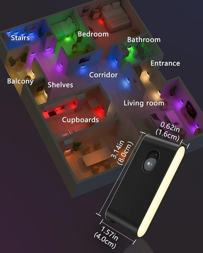 WILLED Rechargeable Motion Sensor Night Light,Stair Lights Indoor RGB & Warm White,Wireless Motion Sensor Lights Indoor for Stair,Bathroom,Hallway,Kitchen,Closet,Cabinet,Bedroom,Kids' Room