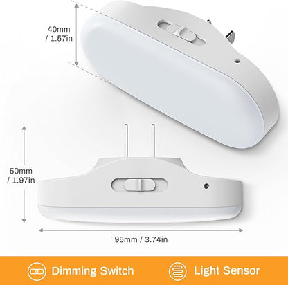 DORESshop Amber Night Light, Auto On/Off, 0-100 LM Adjustable Brightness, Dimmable Plug Into Wall Light Sensor Night Light for Kids Room, Bedroom, Stair Lights, Amber, 1W, 2 Pack