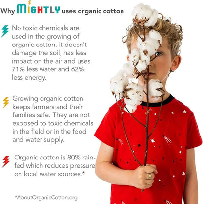 Mightly Boys and Girls' Pajamas | 100% Organic Cotton Soft, Elastic and Comfortable Footless Pajama Set for Toddlers & Kids