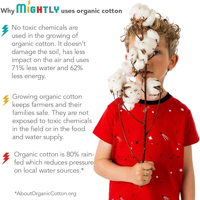 Mightly Boys and Girls' Pajamas | 100% Organic Cotton Soft, Elastic and Comfortable Footless Pajama Set for Toddlers & Kids