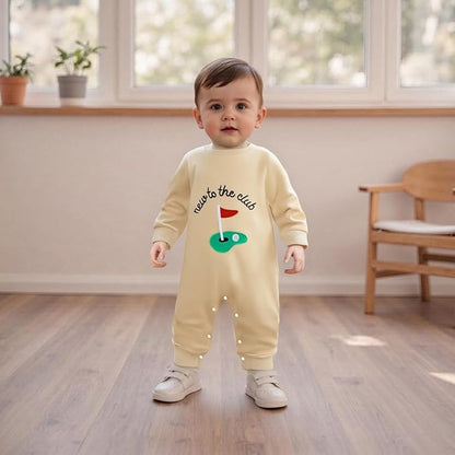 Newborn Baby Boy Fall Outfit Romper Golf Court Embroidery Long Sleeve Onesie Jumpsuit Bodysuit Cute Infant Clothes