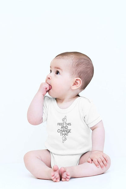 CBTwear Feed This and Change This - Baby Clothes - Funny Newborn Bodysuit Outfits for Boys and Girls
