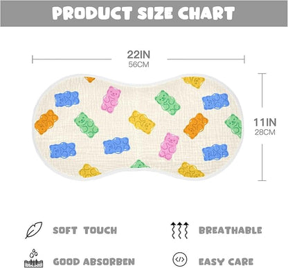 vvfelixl Muslin Burp Cloths Colorful Gummy Bears Baby Washcloths for Baby Girl Boys 2 Pack