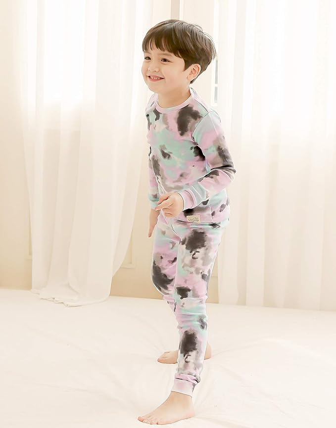 VAENAIT BABY 12M-12Y Toddler Kids Boys Girls 100% Cotton Marbling Tiedye Sung Fit Sleepwear Pajamas 2pcs Pjs Set