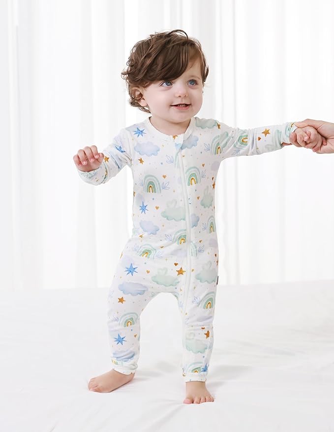 Baby Zippered Rompers Newborn Pajamas Sleepers Long Sleeve Jumpsuits Infant Zipper Romper-Viscose from Bamboo