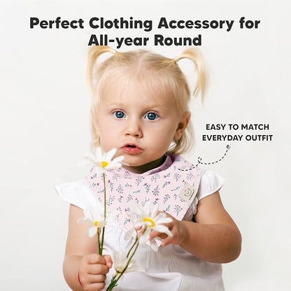 KeaBabies 10-Pack Organic Baby Bandana Bibs for Girls - Super Absorbent Triangle Baby Bibs for Drooling and Teething Infant, 100% Cotton Extra Soft for Newborn, Infant 0-36 Months (Tea Party)