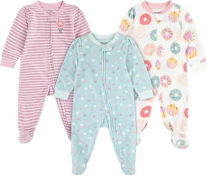 HUGGIES unisex-baby 3-pack Footed Fleece Coverall Pajamas