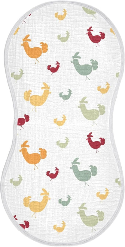vvfelixl Baby Burp Cloths Animal Chicken Baby Newborn Cotton Burping Cloths Set Baby Washcloths 4 Pack