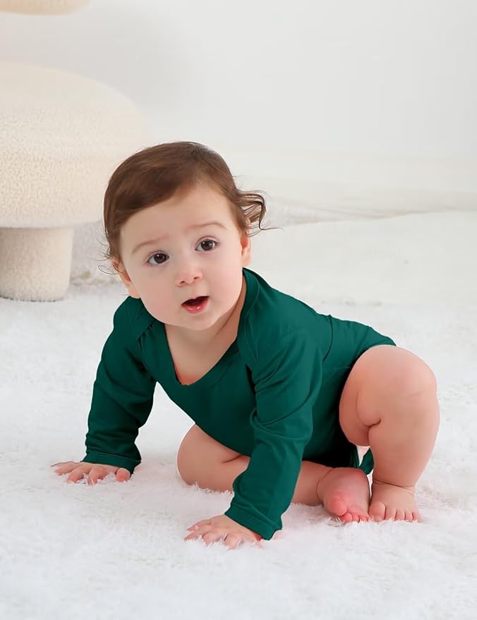 Rayon of Bamboo Baby Bodysuit, Long Sleeve Bodysuits for Boys Girls Infant Soft Clothes 0-24 Months