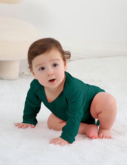 Rayon of Bamboo Baby Bodysuit, Long Sleeve Bodysuits for Boys Girls Infant Soft Clothes 0-24 Months