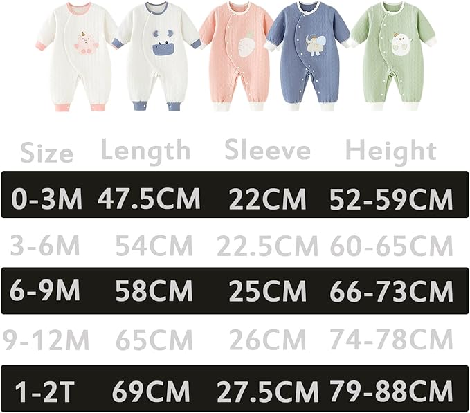 Newborn Baby Boy Girl Organic Cotton Bodysuit Long Sleeve Jumpsuit 3-Pack Outfits Clothes,0-24Months