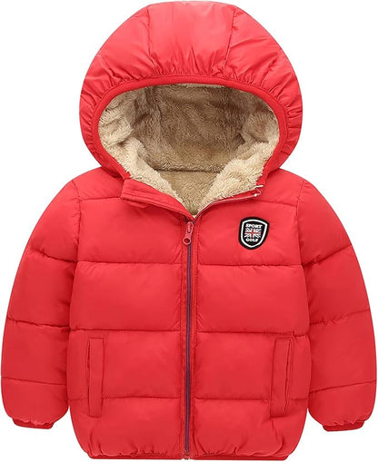 Happy Cherry Kids Boy's Girls Winter Coat Fleece Lined Thick Down Coats Puffy Jackets with Hood
