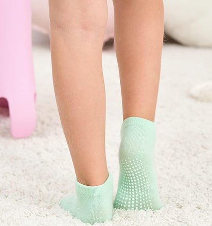 Zaples Baby Non Slip Grip Ankle Socks with Non Skid Soles for Infants Toddlers Kids Boys Girls