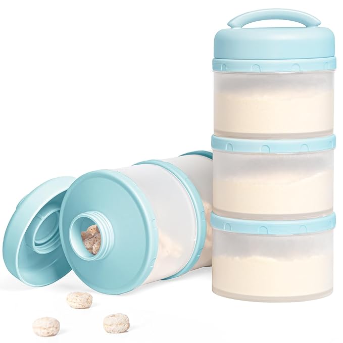 Termichy Stackable Formula Dispenser Portable Milk Powder Container, 2 Pack, Light Blue