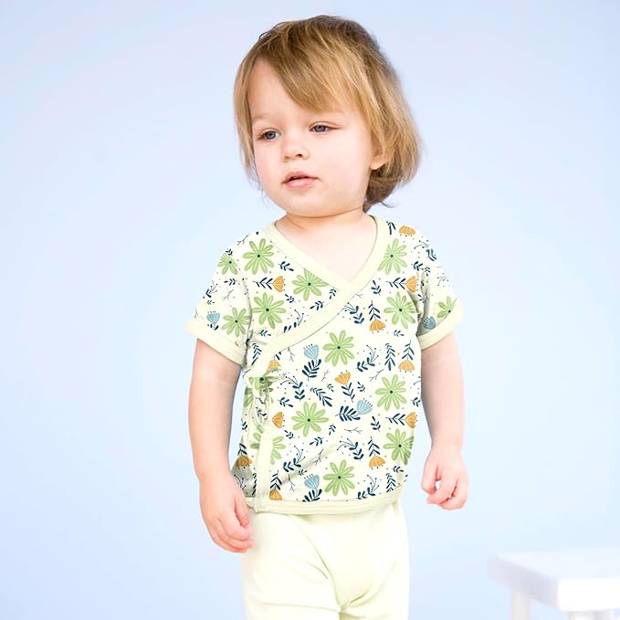 Babysoy Unisex Baby Toddler Short Sleeve Wrap Around Kimono Tee Shirt