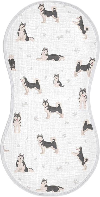 vvfelixl Baby Burp Cloths Alaskan Malamute Dog Baby Newborn Cotton Burping Cloths Set Baby Washcloths 4 Pack