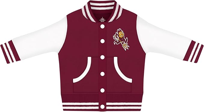 Creative Knitwear College Baby Varsity Jacket Lightweight - Team Logo, Multiple Colors, Unisex, (0 Months - 4T)
