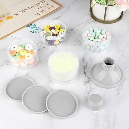 Accmor Formula Dispenser On The Go, 4 Compartments Stackable Formula Container for Travel, Baby Milk Powder Kids Snack Container, BPA Free ﻿