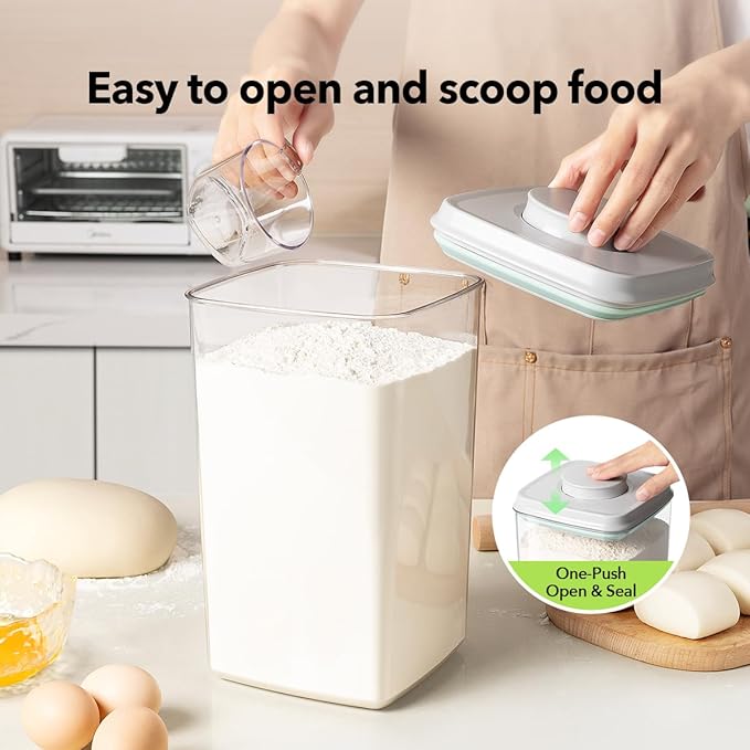 Ankou Food Storage Container Sets, 2.8 Qt + 4.2 Qt Airtight Canisters with Lids and 130ml Scoop, BPA-Free Plastic Pantry Containers for Flour, Sugar, Rice