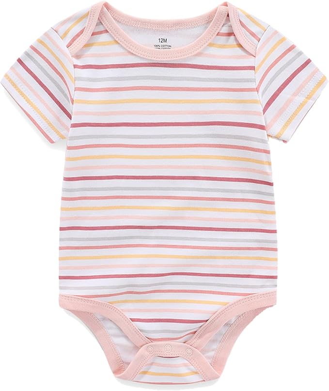 Unisex Baby Cotton Bodysuits 4-pack Short Sleeve Newborn Clothes