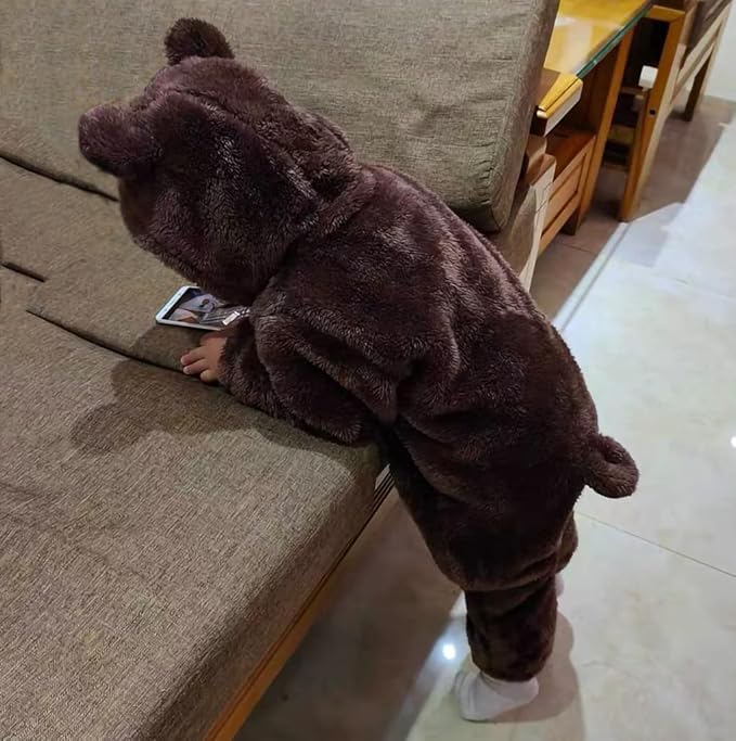 Newborn Baby Snowsuit Fleece Lined Onesie Outfits Warm Hooded Romper for Infant