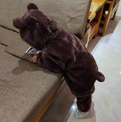 Newborn Baby Snowsuit Fleece Lined Onesie Outfits Warm Hooded Romper for Infant