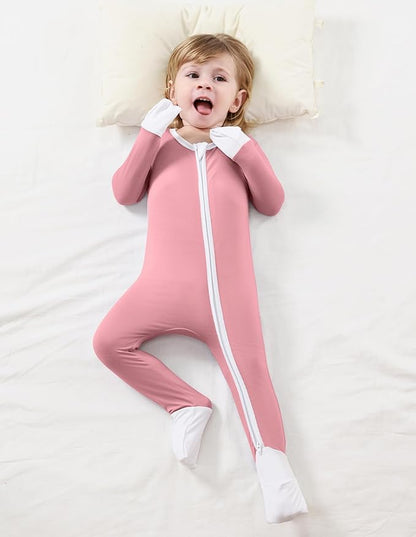 Baby Zippered Rompers Newborn Pajamas Sleepers Long Sleeve Jumpsuits Infant Zipper Romper-Viscose from Bamboo