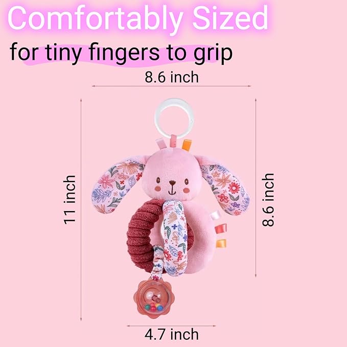 Baby Stroller Hanging Car Seat Toys for Infants 0-6 Months Girl Boy 0-3-4-5-7 6-12 Month Old Newborn Gifts, Carseat Christmas Stocking Stuffers Sensory Toy for Babies Play Gym Rattle, Crinkle