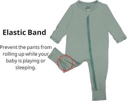 GUISBY Baby Footless Rompers, Rayon Pajamas 2 Way Zipper with Long Sleeve Sleeper