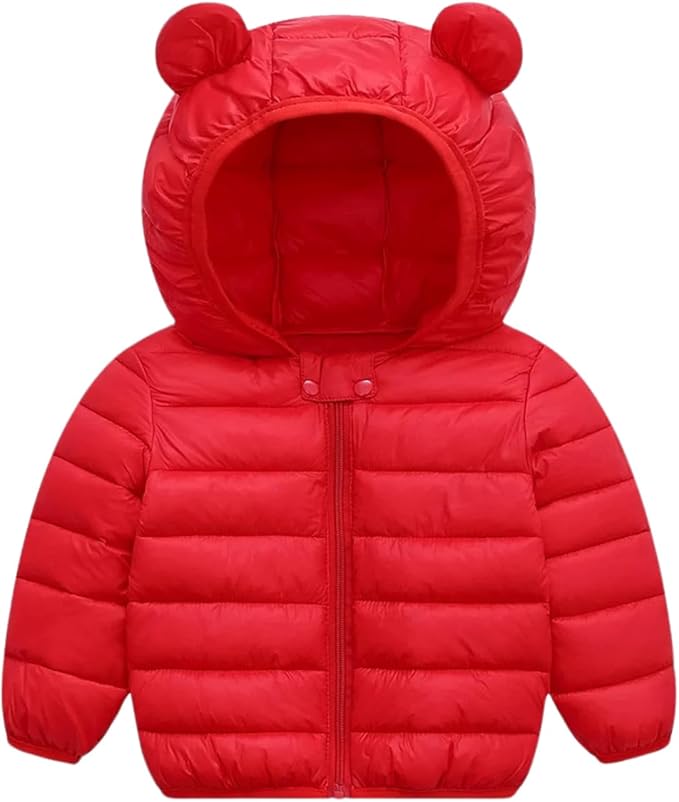 XMWEALTHY Baby Boys Girls Winter Coats Toddler Bear Hoods Down Jacket Infant Kids Light Puffer Padded Outwear 6M-3T
